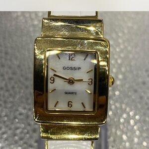*** Gossip ^^^ Gold-Tone Rectangle Quartz Watch * Snow  White Bracelet ^^^